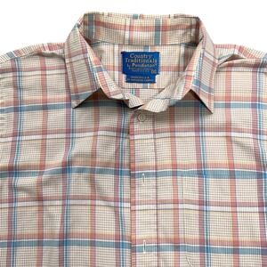 Country‎ Traditionals Pendleton Shirt Men M Pink Blue Plaid Short Sleeve USA